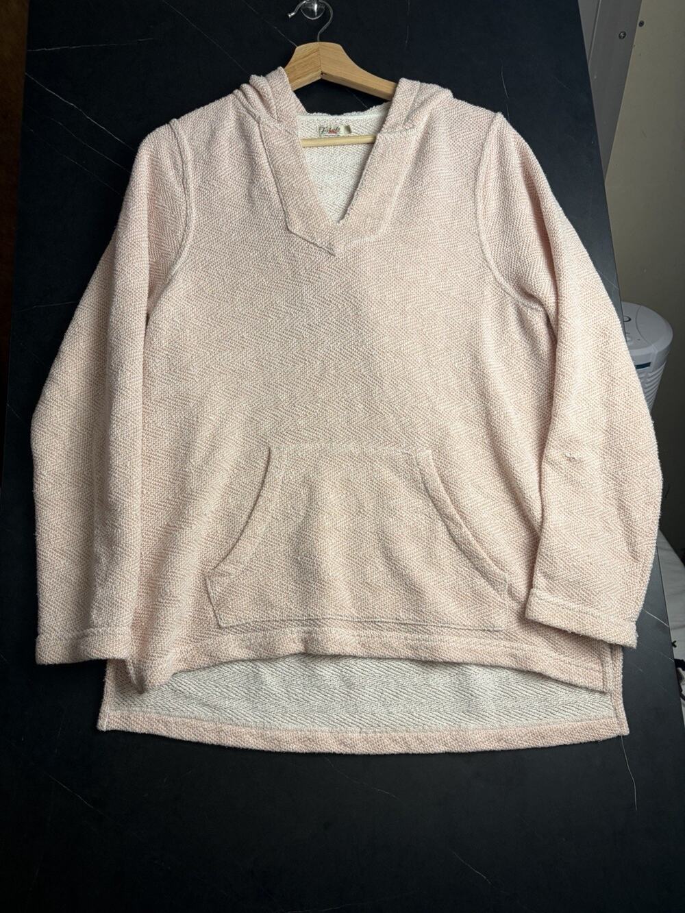Faherty Hoodie Men’s L Peach Cotton Blend Baja Pullover Kangaroo Pocket